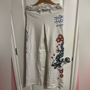 White Ed Hardy sweatpants